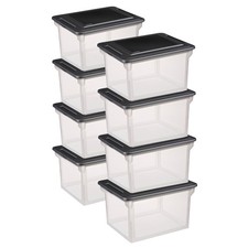 Sterilite File Box, Clear Bankers Box, Organizer Storage Tote w/ Lid 8 Pack