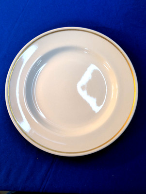 Vintage 1940s Buffalo China Gold Band RestaurantWare Cafe Tan Ivory 9.75'' & 12''