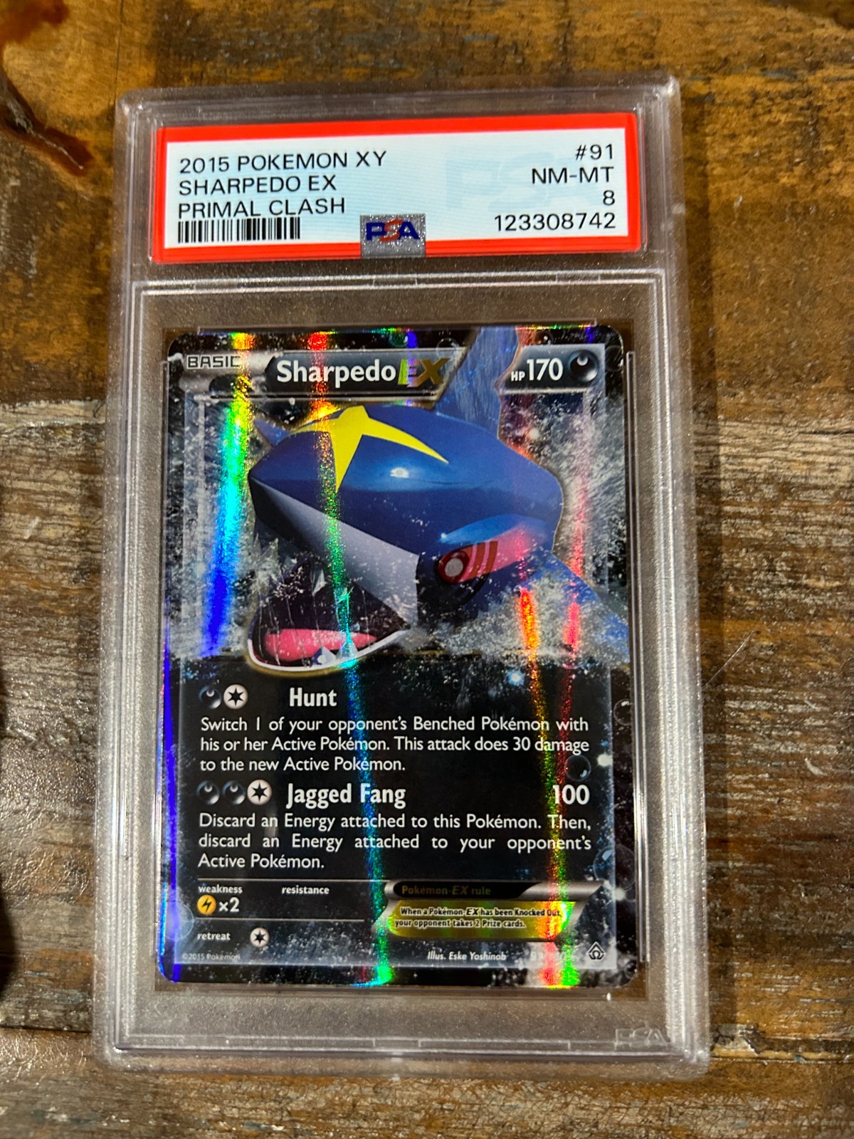 POKEMON 2015 XY Primal Clash SHARPEDO EX #91 PSA 8 RARE