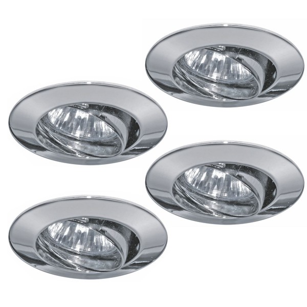 4X Paulmann Premium Einbauleuchten Schwenkbar Max.35W 12V GU4 35Mm Chrom/Alu Zi-image