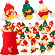 48 Pcs Christmas Rubber Ducks 2 Inch Mini Christmas Bath Floaters Xmas Party Dec