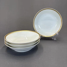 Haviland Limoges Berry Dessert Fruit Bowls 5" Set of 4 White Gold Trim