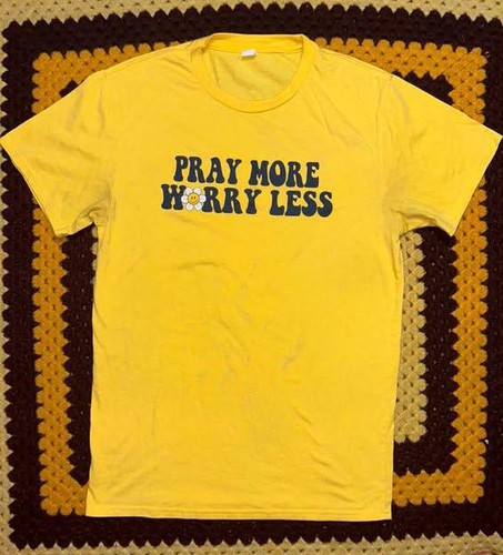 Yellow Pray More Worry Less Graphic T