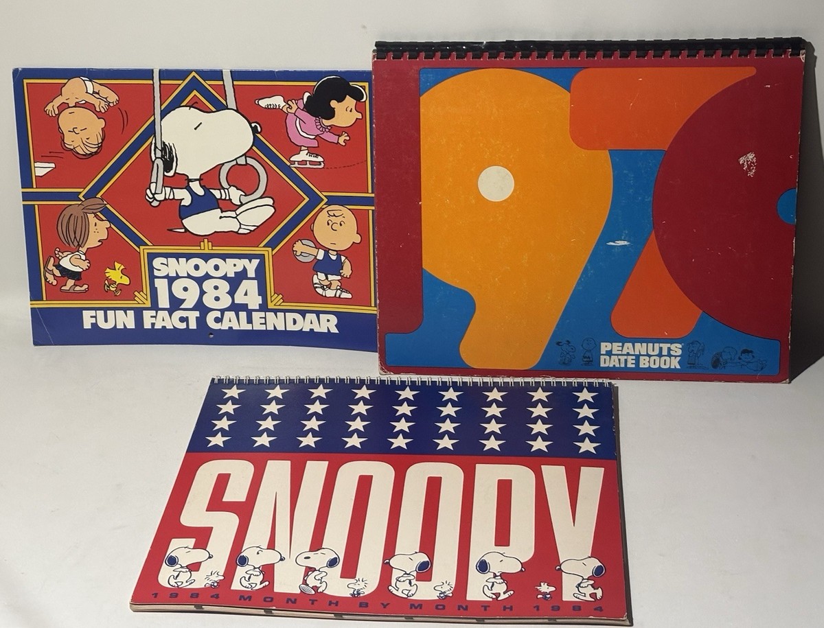 1970 2x 1984 Peanuts Snoopy Charlie Brown Weekly Calendar Date