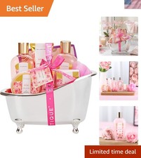 Gift Set For Women, Bath Sets for Women Gift, 8 Pcs Rose Basket Includes Bubb...