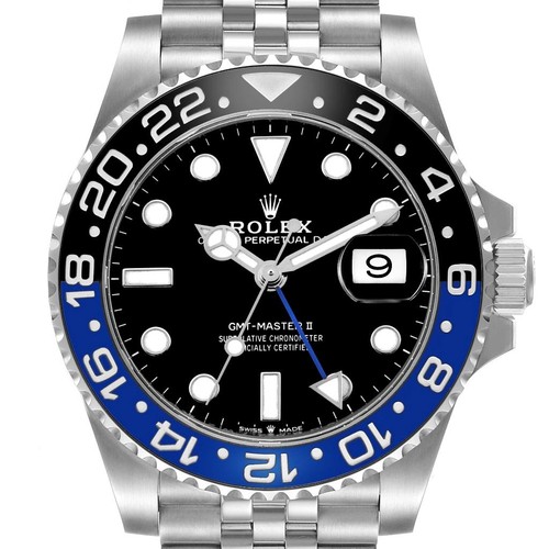 Rolex GMT Master II Steel Batgirl Black Blue Bezel Watch 126710 Box Card