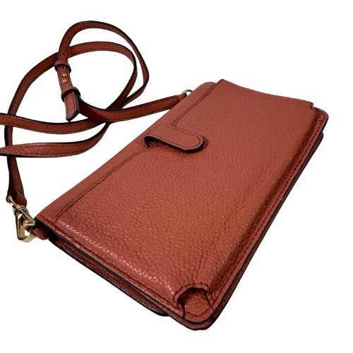 Michael Kors Mott Phone Wallet Crossbody Bag Sunset Peach Pink Pebble Leather thumbnail 17