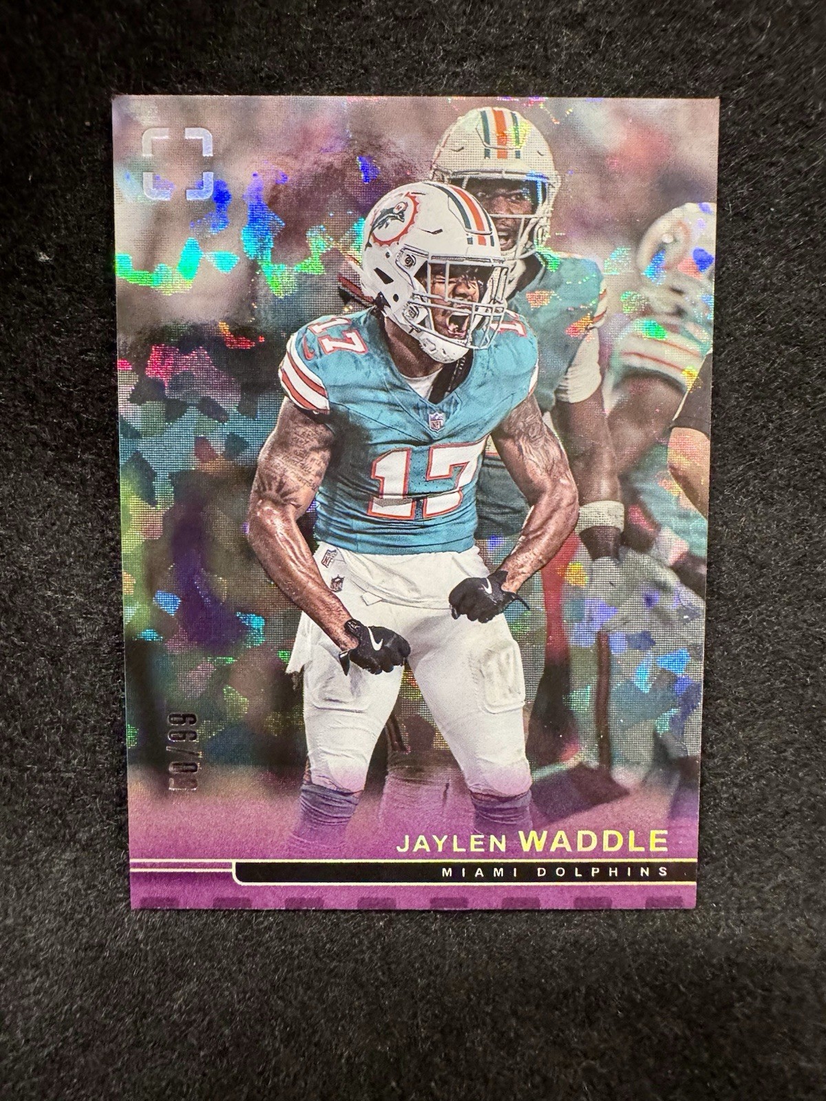 🔥 PURPLE /99 🔥 2025 Panini Photogenic Jaylen Waddle #5 Miami Dolphins
