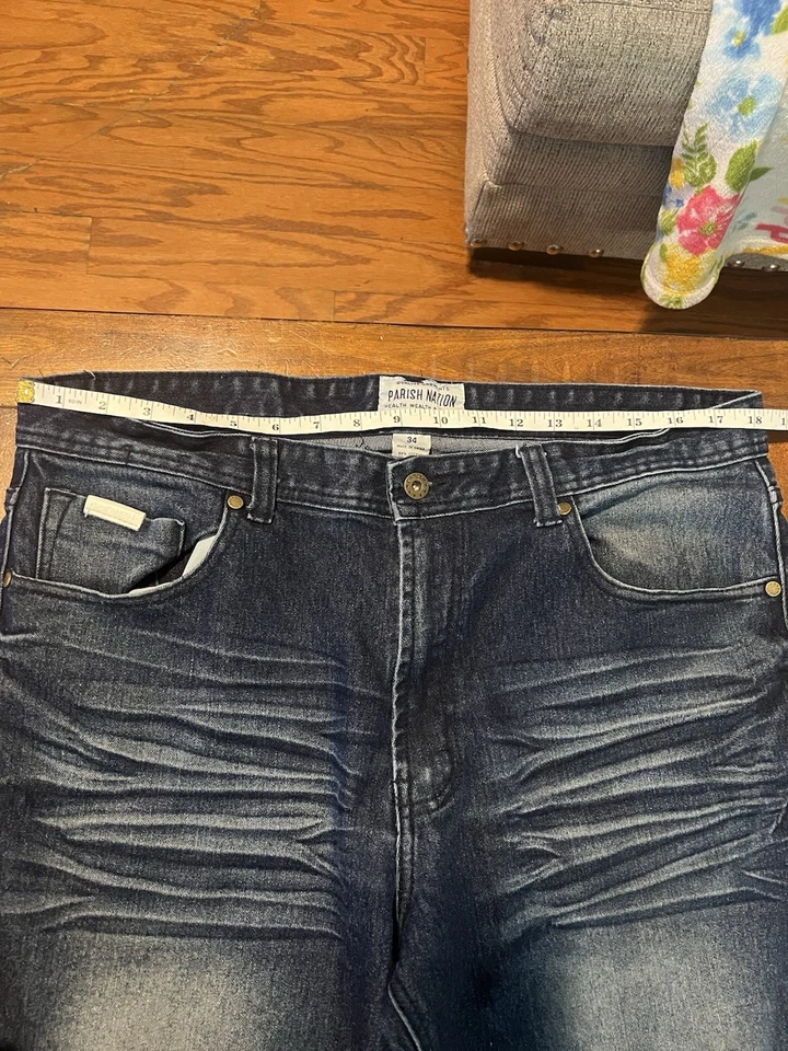 Parish Nation Jeans 34x28 Mens Blue Denim Relaxed Fit Straight Leg - Image 3 of 4