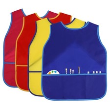 4Pcs Kids Art Smock Kids Apron Waterproof Painting Aprons with 3 Pockets Art ...