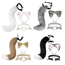 Cat Fox Ears and Tail Set Ear Headband for Role Play Christmas Party Stage Show