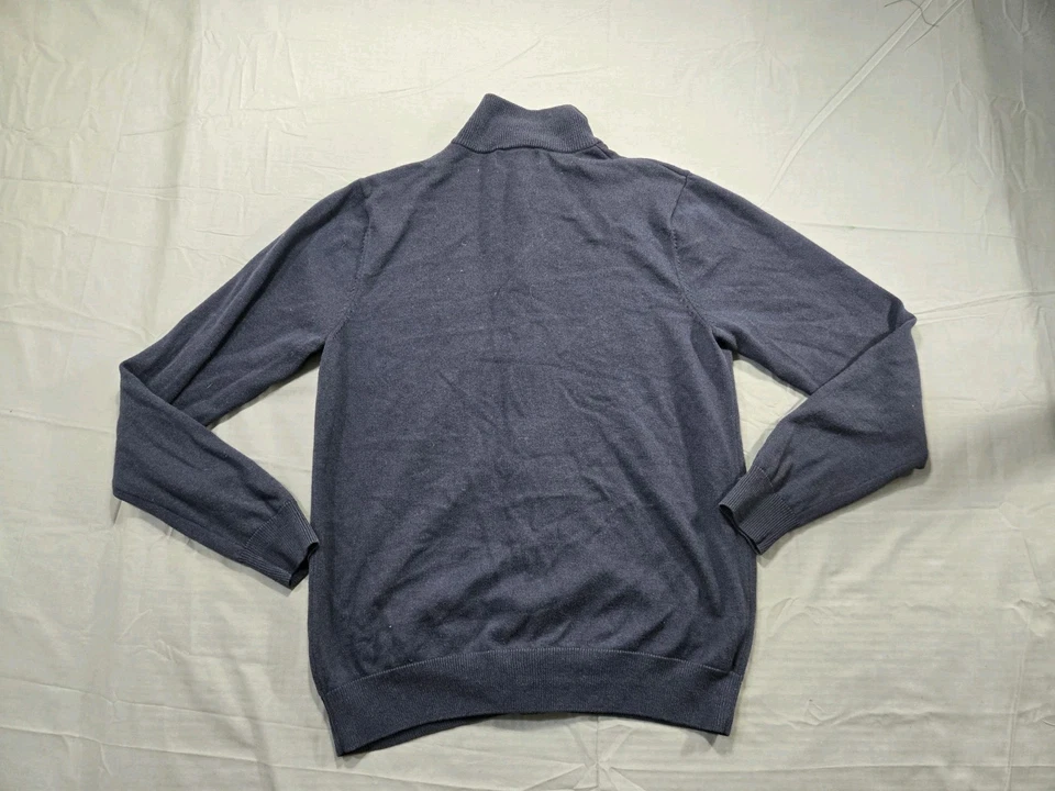 Fred Perry Sweater Mens Medium Blue Cardigan Wool Cotton Slim Fit Dark Navy - Image 2 of 4