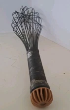 Large 13” Vintage French Wire Chef’s Whip Whisk w/ Metal Handle