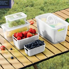 LUXEAR Produce containers for fridge,3 Set Fruit Containers with Removable Co...