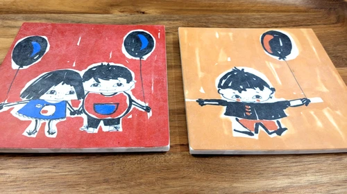 Vintage Balo Ornamin Sweden Trivets Set of 2 Mid Century Kids Balloon 6" image 8