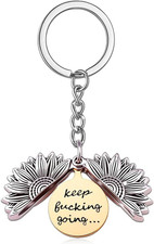 Keep Going Sunflower Keychain for Women Men Encouragement Motivational Gift for