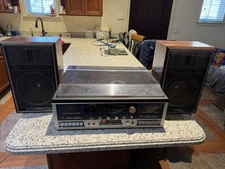 Sound Design 6924 Stereo Dual Cassette  Player Vintage Turntable W/orig Speakers