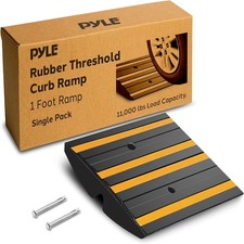 Pyle Rubber Curb Ramp for Driveway   1 Ft. Heavy Duty, Supports up to 11,000 lbs