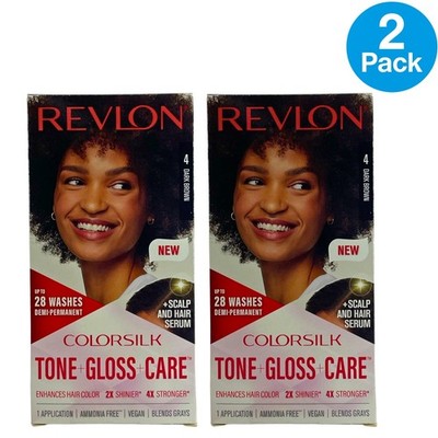 Revlon ColorSilk Tone + Gloss + Care Dark Brown #4 2 Pack New