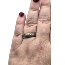 Vintage Sterling Silver 925 Greek Key Band Ring   Size 11