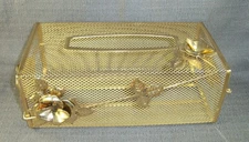 Vintage Gold Floral Design Decorative Mesh Tissue Kleenx Box Cover Bathroom