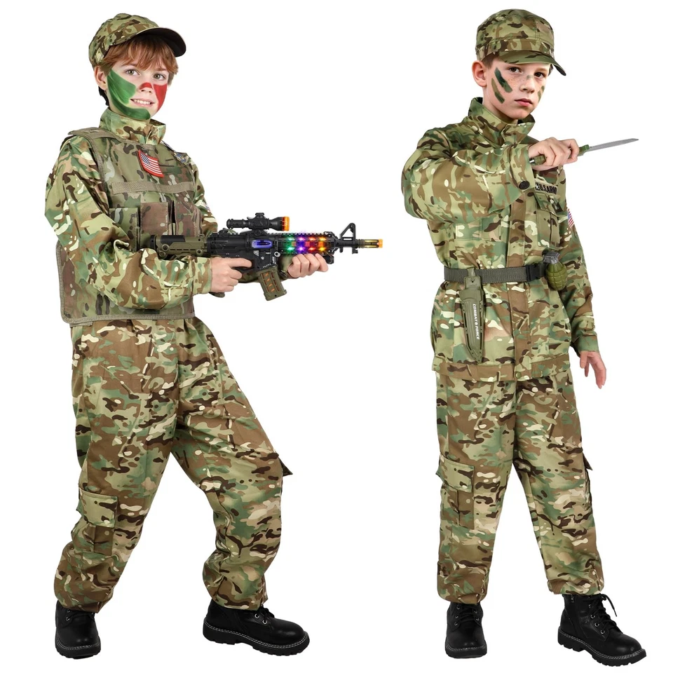Disfraz del Ejército para Niño, Niños Disfraces Militares con Chaleco Militar, Niño Soldado... Foto 2 de 4
