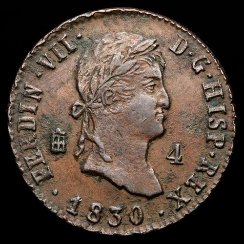 Fernando VII 4 Maravedís (5,04g) 1830 Segovia AC-185 MBC+ - Picture 2 of 3