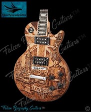 Handmade Bespoke Freehand Pyrography Country Inspired LP Style Electric Guitar