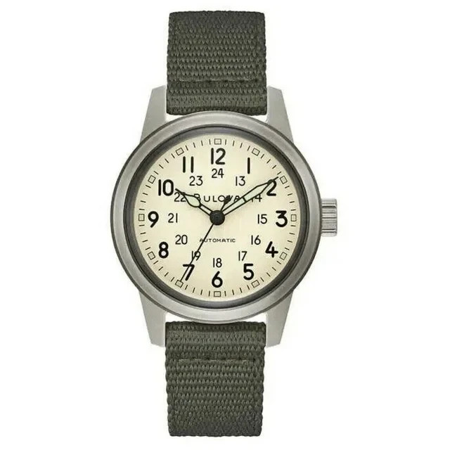 Bulova Vintage Military Automatic Hack Feature Green Men's Watch