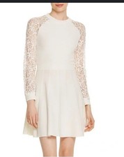Alice + Olivia Blake Lace-Sleeve Ivory Dress Size M
