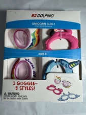 Dolfino 3-in-1 Swim Goggles Set  Unicorn*Flamingo*Rainbow  Kids Unisex Multi