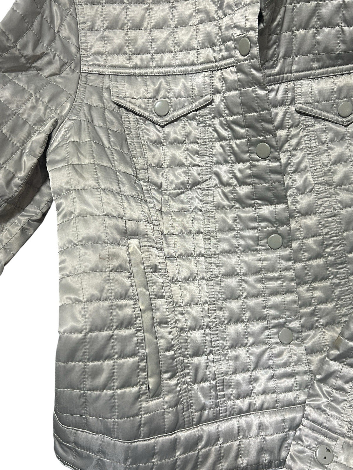 Gap Gray Quilted Shell  100%  Polyester Bottom Fr… - image 3