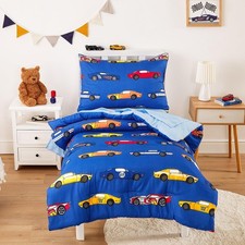 - Race Car Toddler Bedding Set for Boys, Cute Colorful Sports Car Supercar Wh...