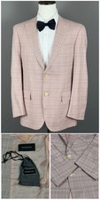 NEW Ermenegildo Zegna Pink Check Silk Linen Sport Coat Blazer 40R / 50IT