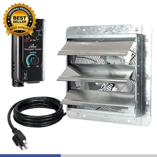 12" Wall Mounted Shutter Exhaust Fan, Automatic Shutter, with Thermostat and Var