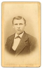 Antique Cdv Circa 1870s Bennet Young Handsome Man In Suit Bow Tie Marietta Oh
