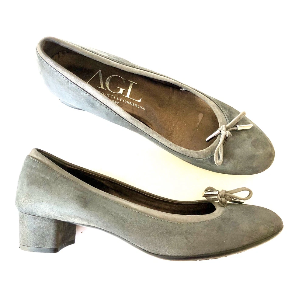 Zapatos de salón AGL para mujer Kristin gamuza cuero gris tacón ancho talla 40,5 EUR Foto 2 de 4