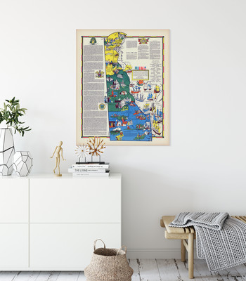 Pictorial Map of Delaware American Geography Vintage Decor Poster Print
