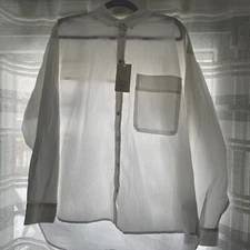 A New Day White Button Up Shirt Hi Low Hem Size Large (2191)