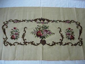 Floral Pre Worked Needlepoint Petit Point Canvas Piano Bench Sofa