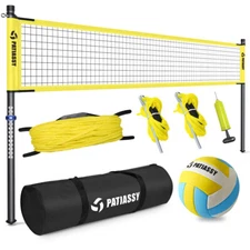 Portable Professional Volleyball Net Set with Poles Ball Pump Outdoor Beach