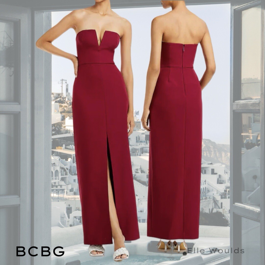BCBG Red Strapless Evening Gown $348, Size 10