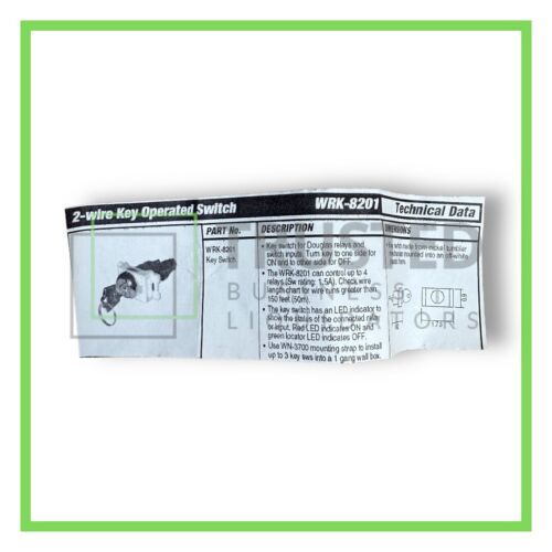 Interruptor de llave de 2 hilos Douglas Lighting Controls WRK-8201 con indicador LED - Imagen 7 de 8
