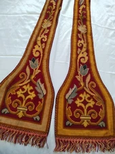 vintage silk needlepoint church stole vestment needlework chasuble christian
