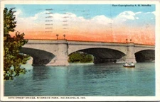 Postcard 30th Street Bridge Riverside Park Indianapolis Ind 1916 White Border