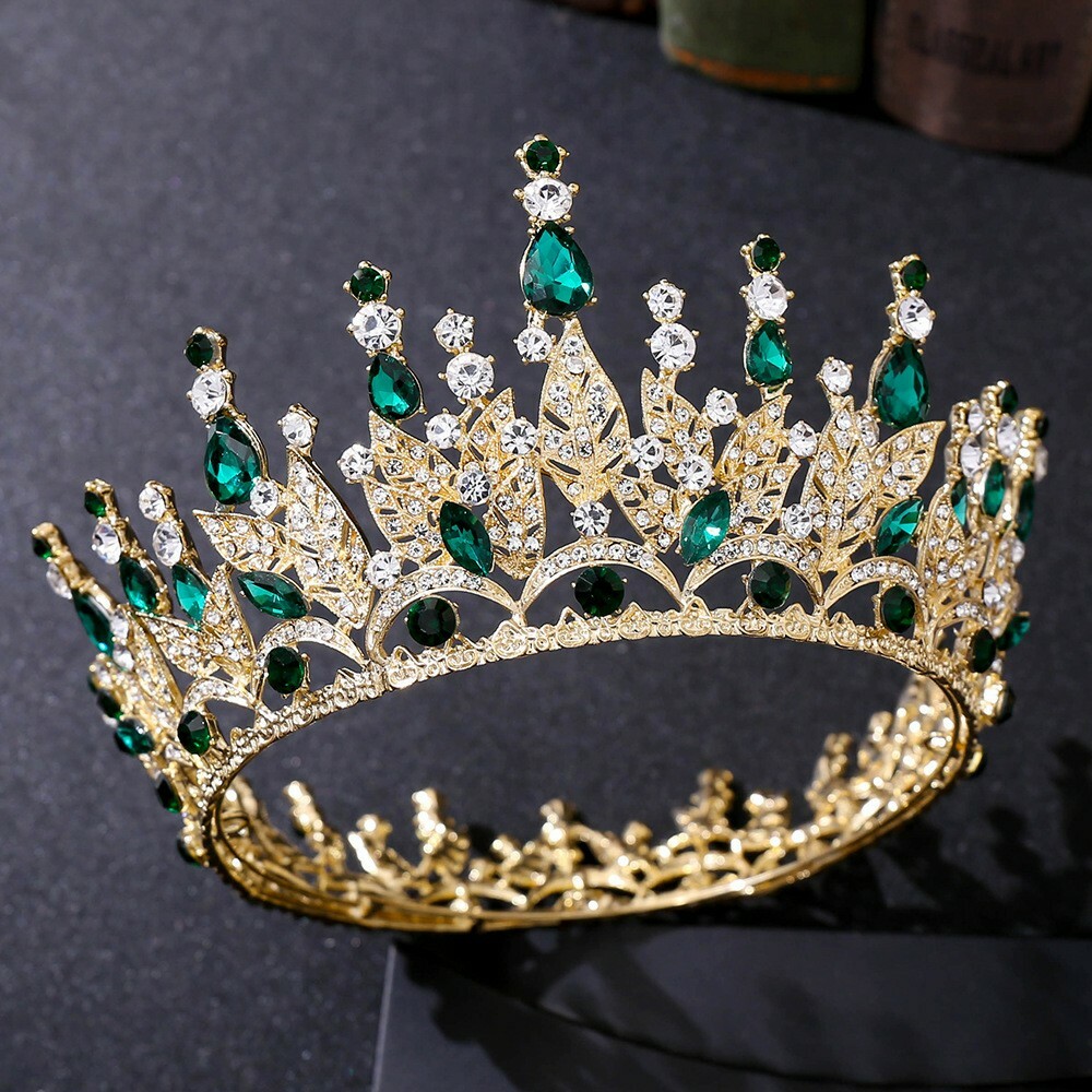 Bridal Crown Bridal Tiara gold Wedding Tiara Swarovski  display picture 1