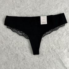 auden Women s Black Invsible Seamless Lace Thong Panties Sz S 4-6 4pack NWT
