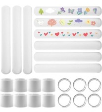 100 White DIY Slap Bracelets for Crafts  Parties.Xmas,Boys Girls.
