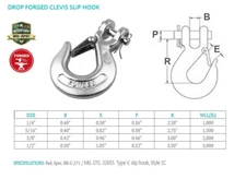 Mil-Spec T316 Stainless Steel Drop Forged Clevis Slip Hook