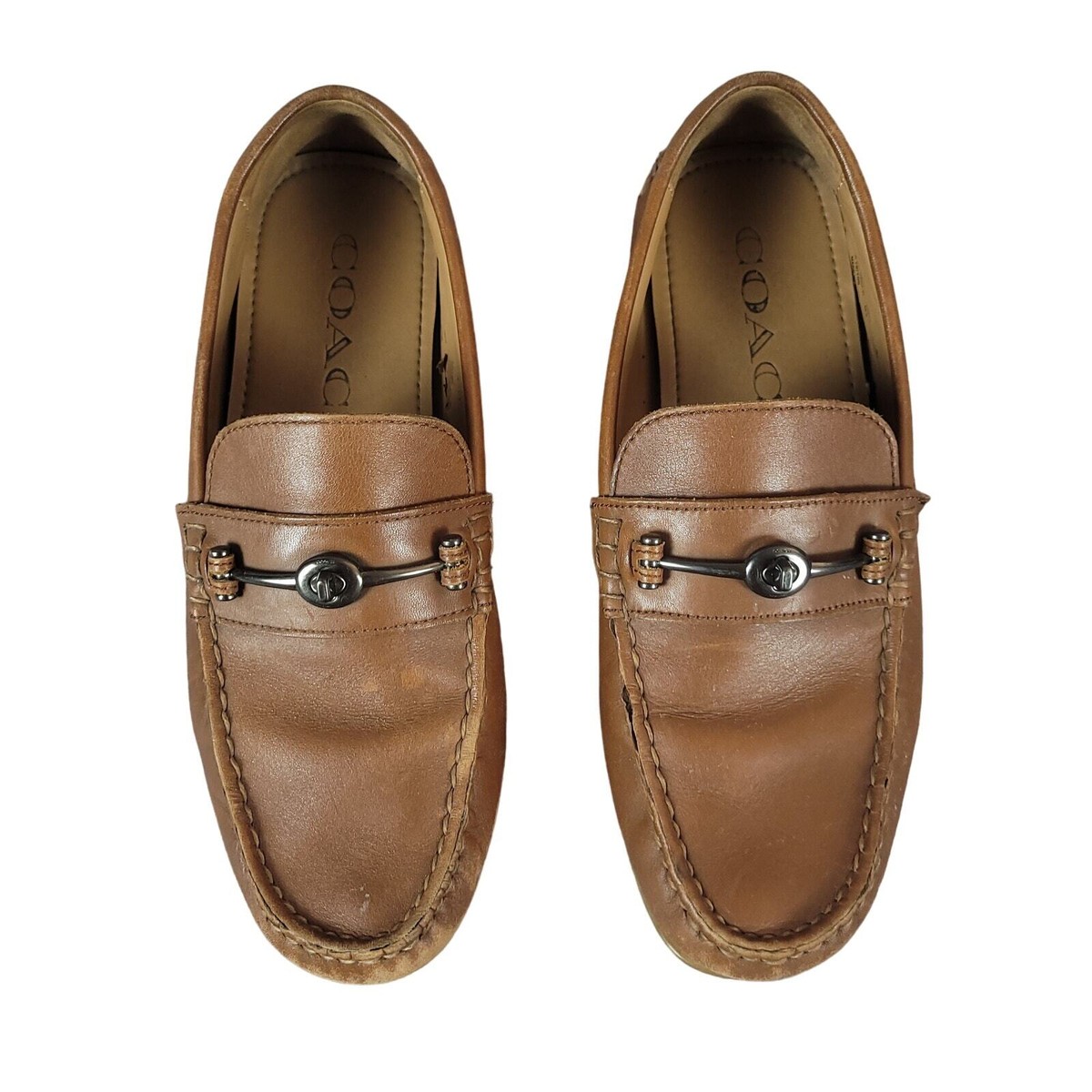 Coach Shoes Mens Sz 7.5 D Saddle Brown Mott Driving Loafers 